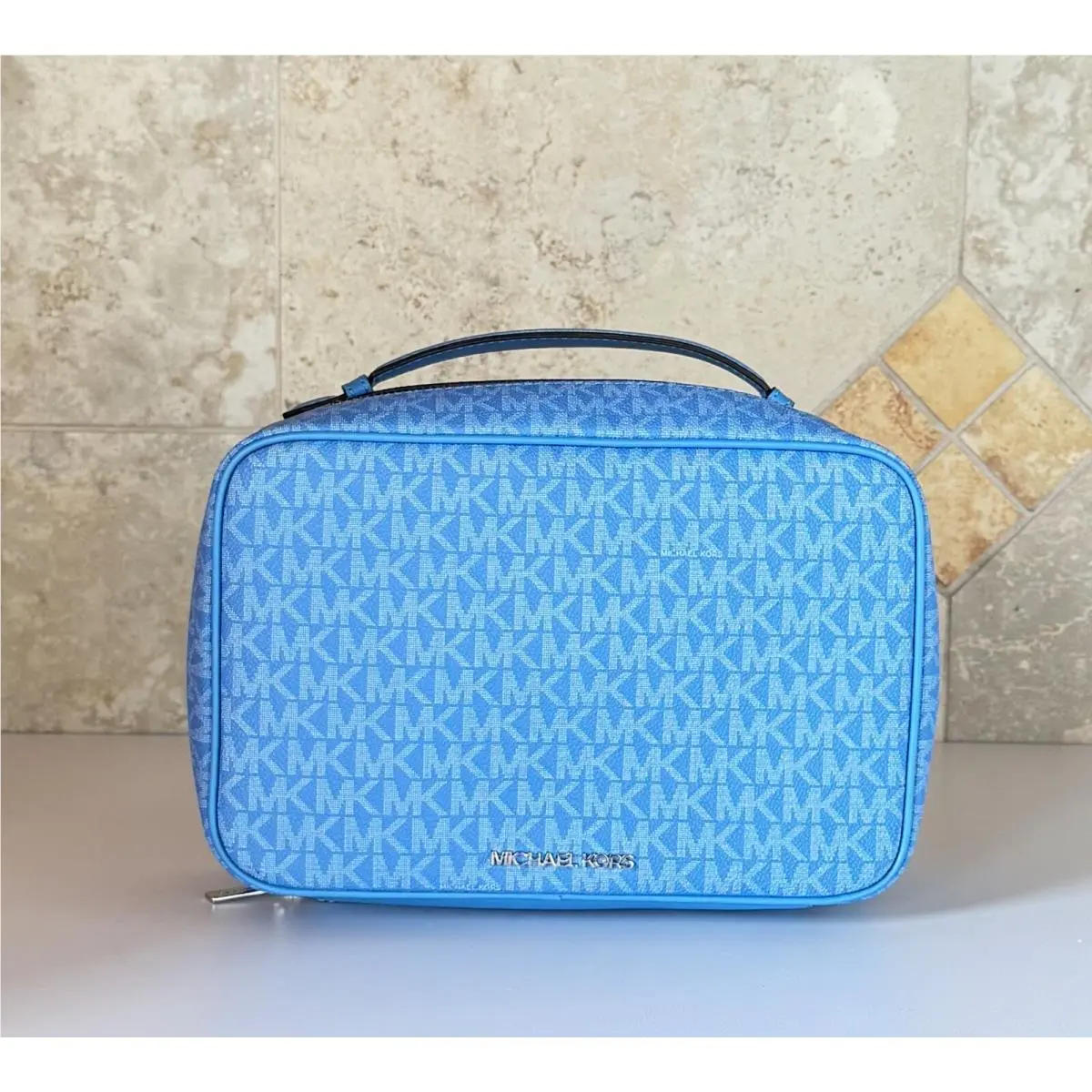 Michael Kors Jet Set Travel Large Hanging Toiletry Case MK Blue South Pacific