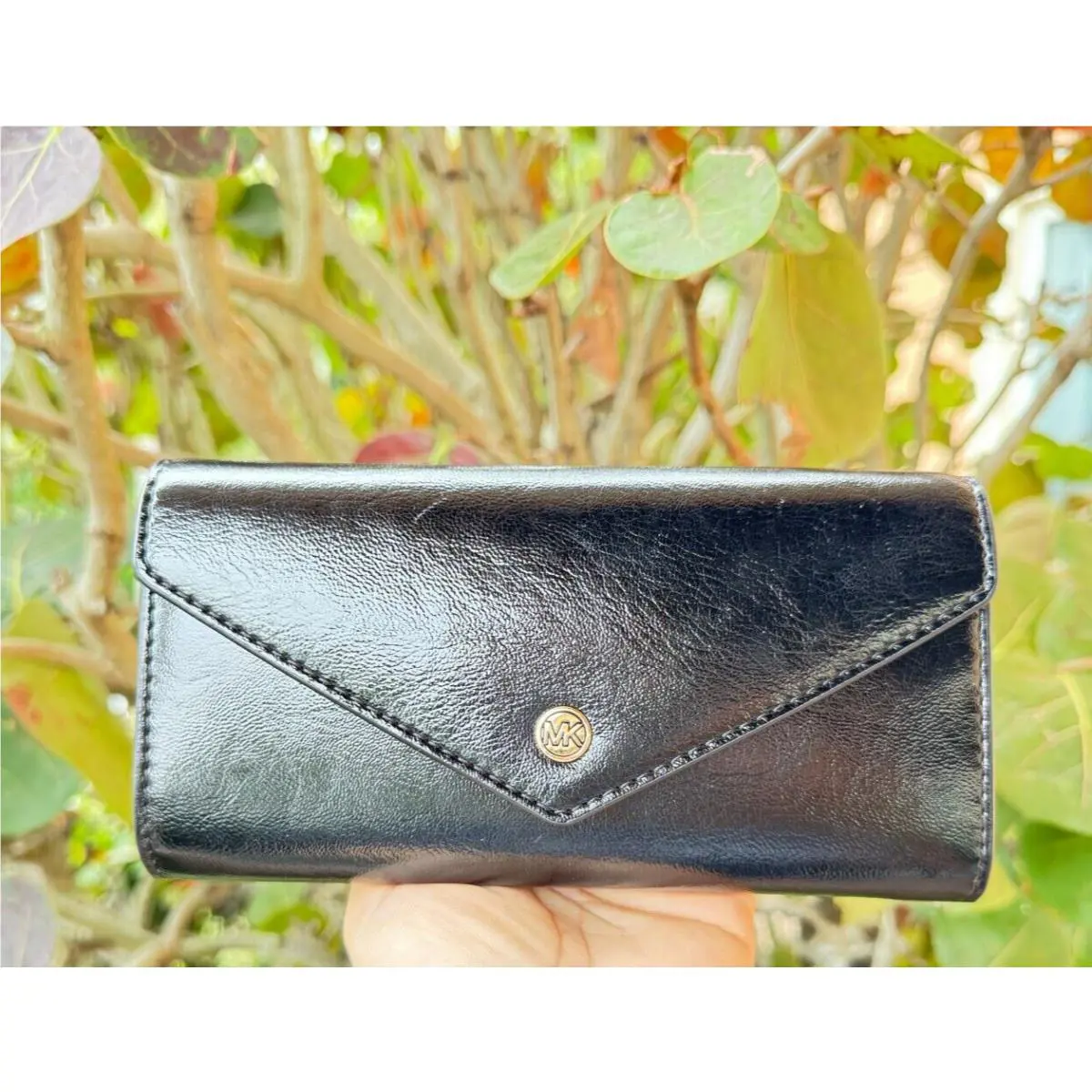Michael Kors Jet Set Travel LG Envelope Continental Wallet Pantent Black