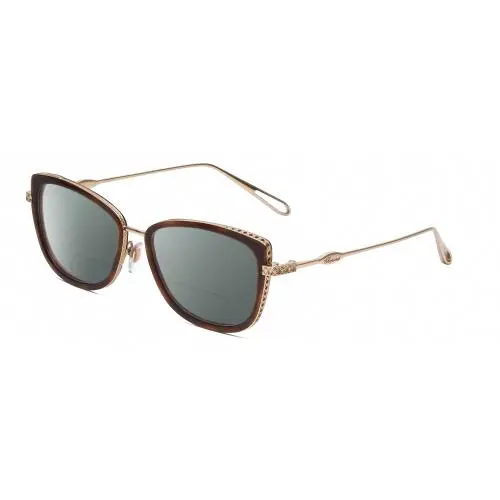 VCH256M Cateye Polarized Bifocal Sunglasses in Brown Tortoise/gold 53 mm Grey by Chopard