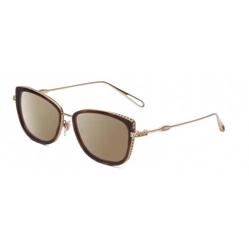 VCH256M Women`s Cateye Polarized Sunglasses in Brown Tortoise/gold 53 mm Amber Brown Polar by Chopard