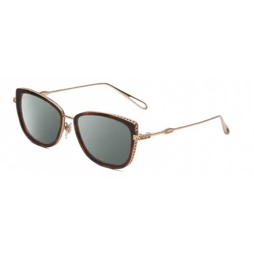 VCH256M Women`s Cateye Polarized Sunglasses in Brown Tortoise/gold 53 mm Smoke Grey Polar by Chopard