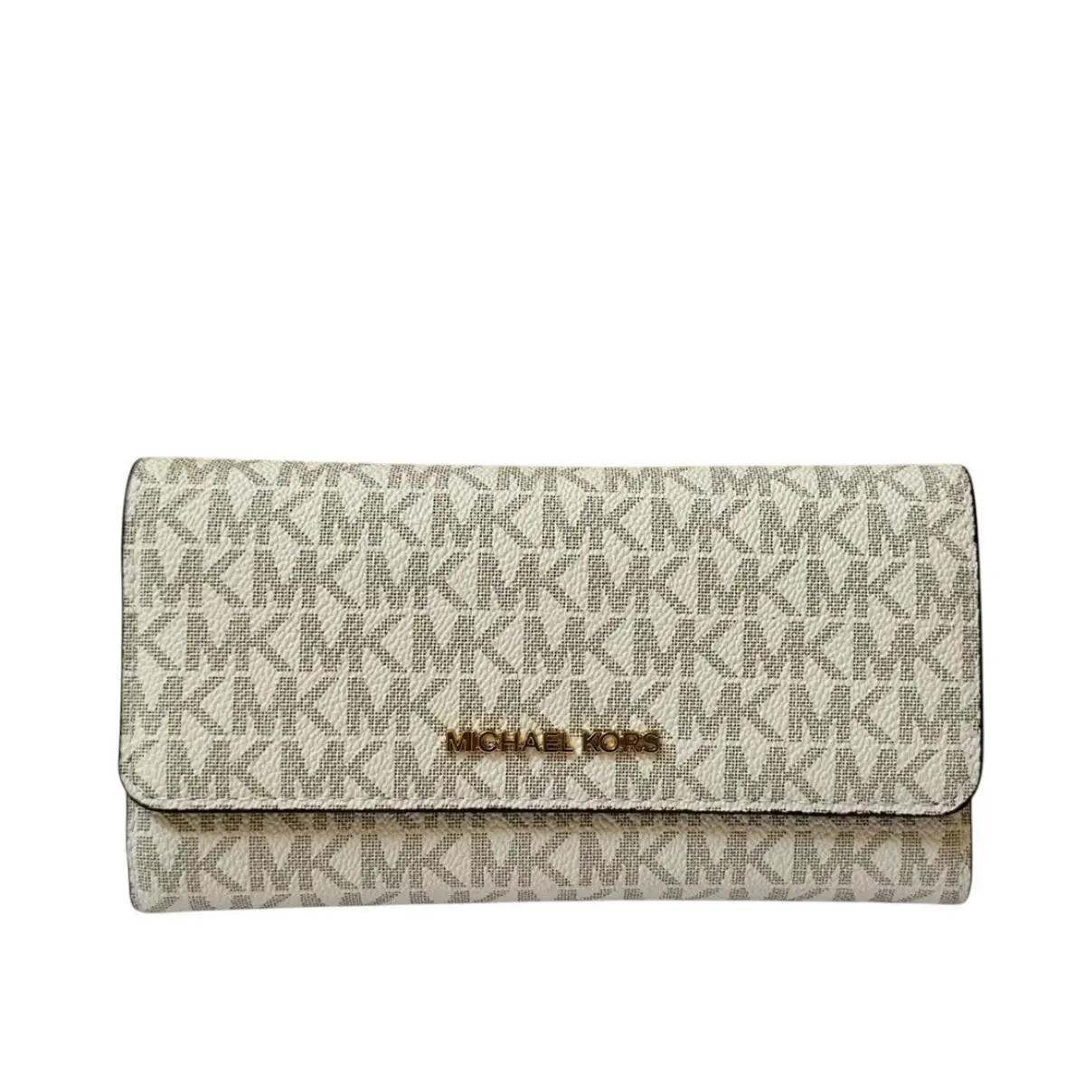 Michael Kors Jet Set Travel Large Trifold Wallet MK Vanilla/brown
