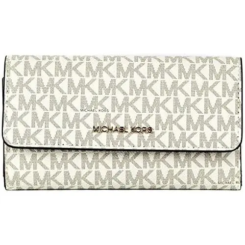 Michael Kors Women Pvc Trifold Clutch Credit Card Holder Wallet Vanilla Ladies