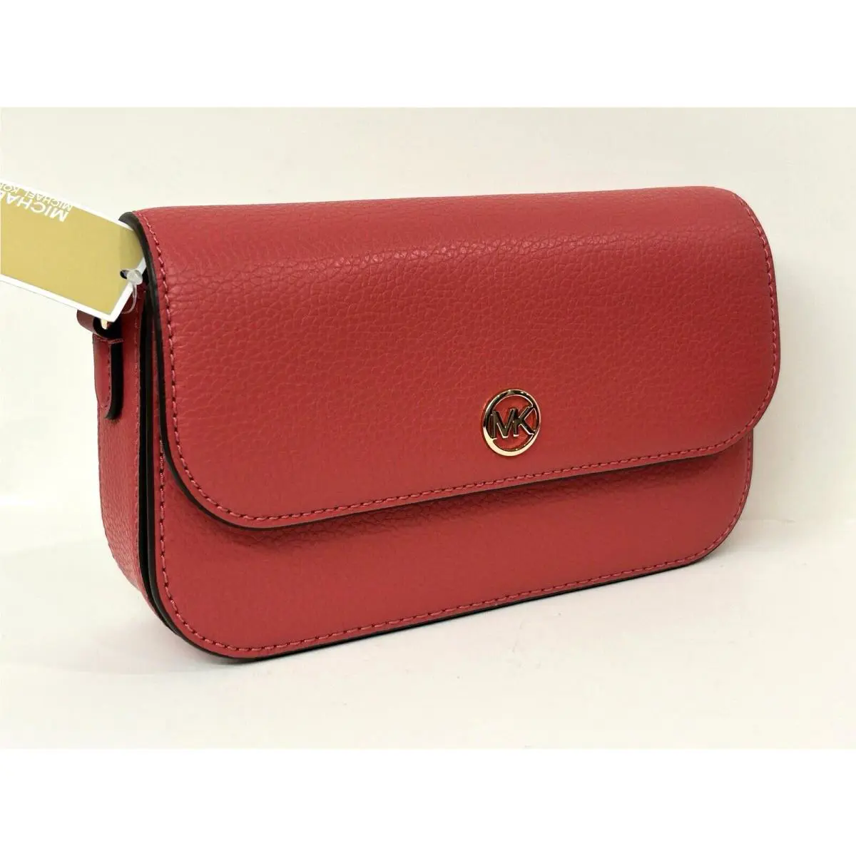Michael Kors Jet Set Travel SM Leather Flap Shoulder Crossbody Bag Red