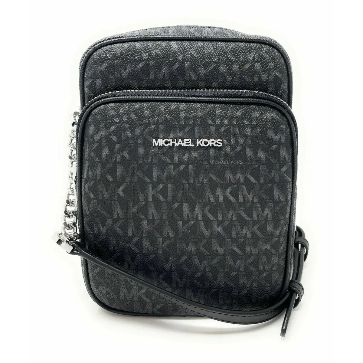 Michael Kors Shoulder Bag Jet Set Travel Cross Body Black Silver Cha