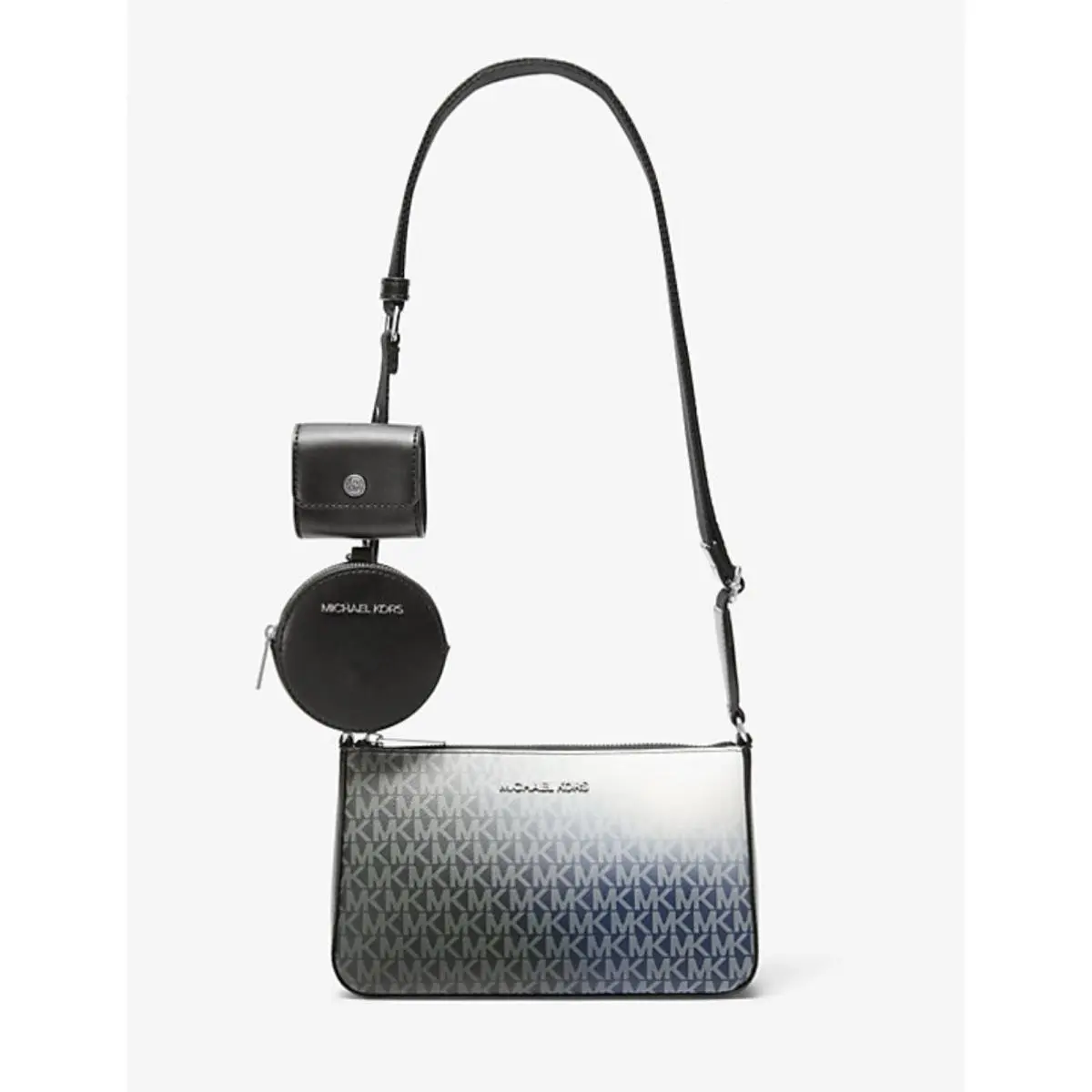 Michael Kors Jet Set Travel S Crossbody Bag Tech Attached MK Ombre Black Multi