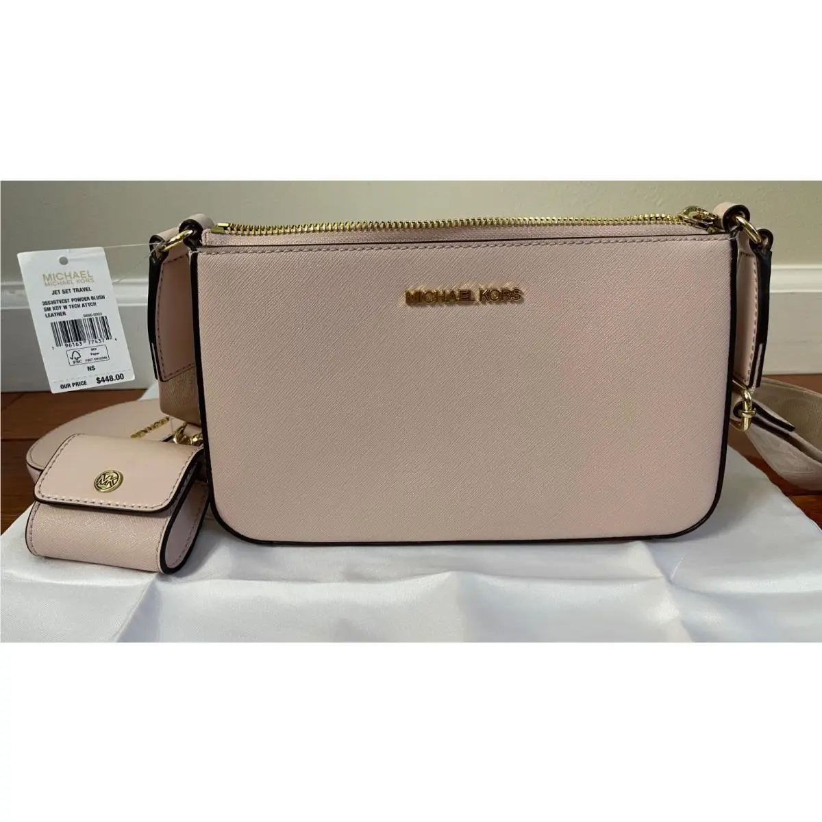 Jet Set Travel Small Crossbody Bag Tech Attached Powder Blush by Michael Kors