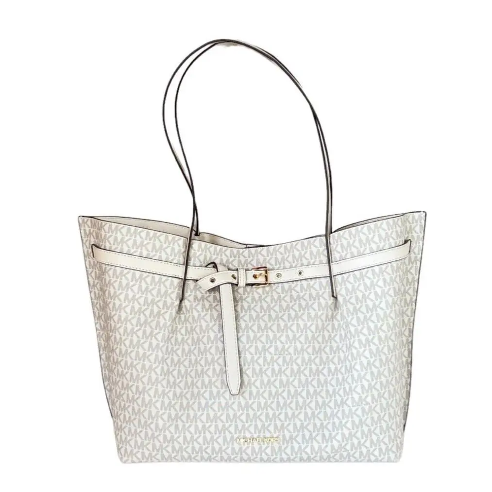 Michael Kors Emilia Large Pebbled Leather Shoulder Tote Bag Grapefruit