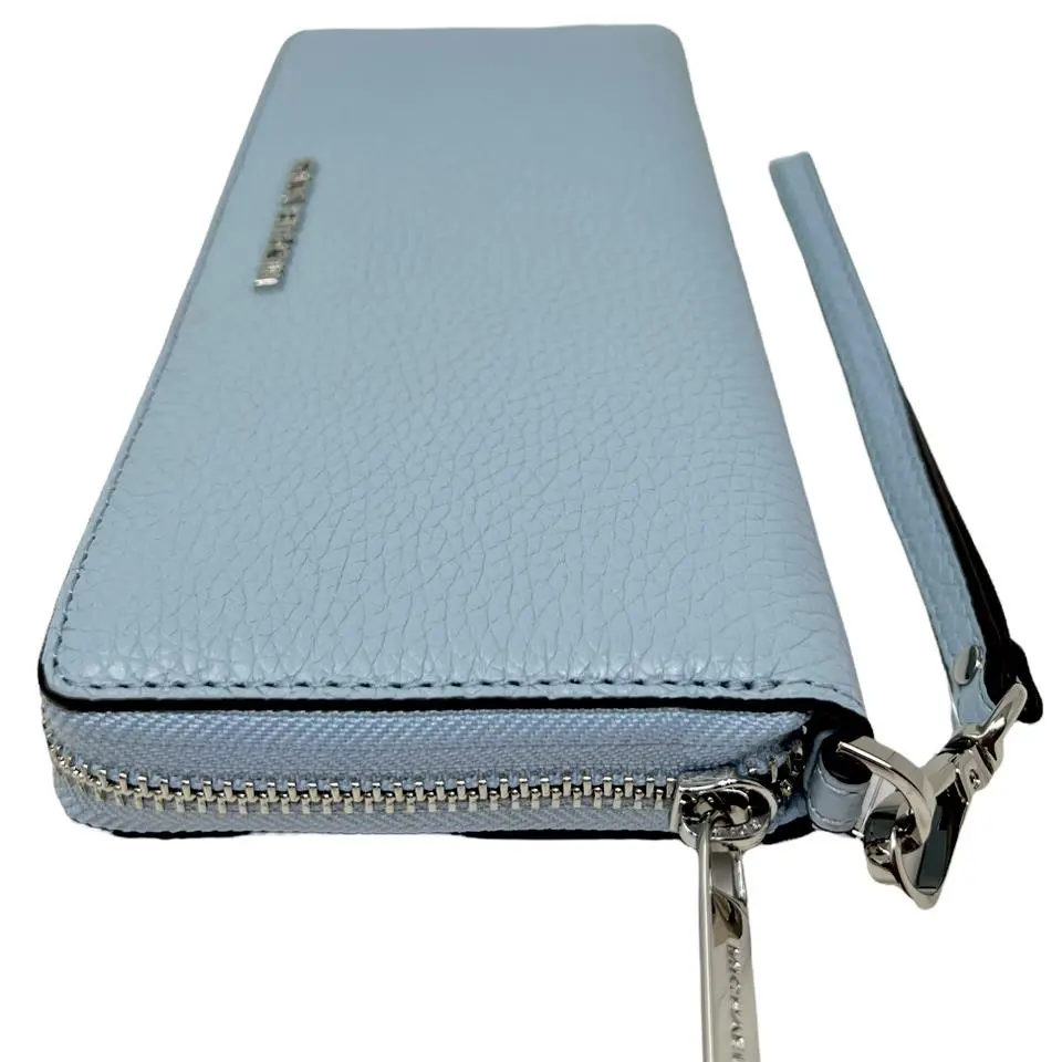 Michael Kors Continental Wallet Wristlet Teal Blue Leather 35T7STVE7L