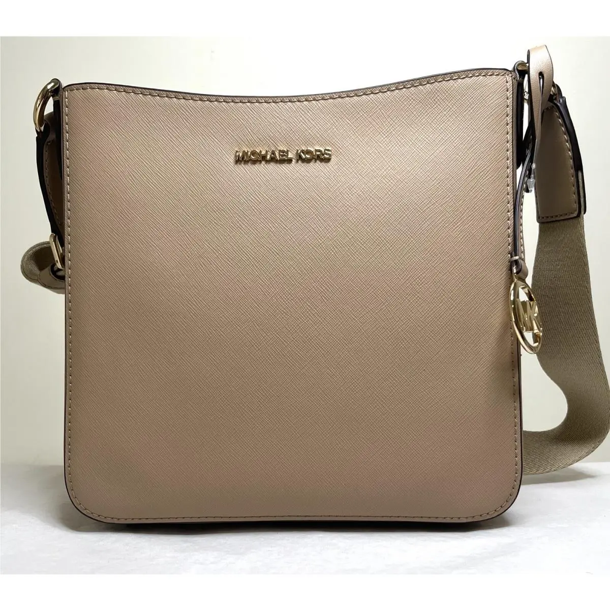 Michael Kors Jet Set Camel Saffiano Leather Small NS Messenger Crossbody Bag