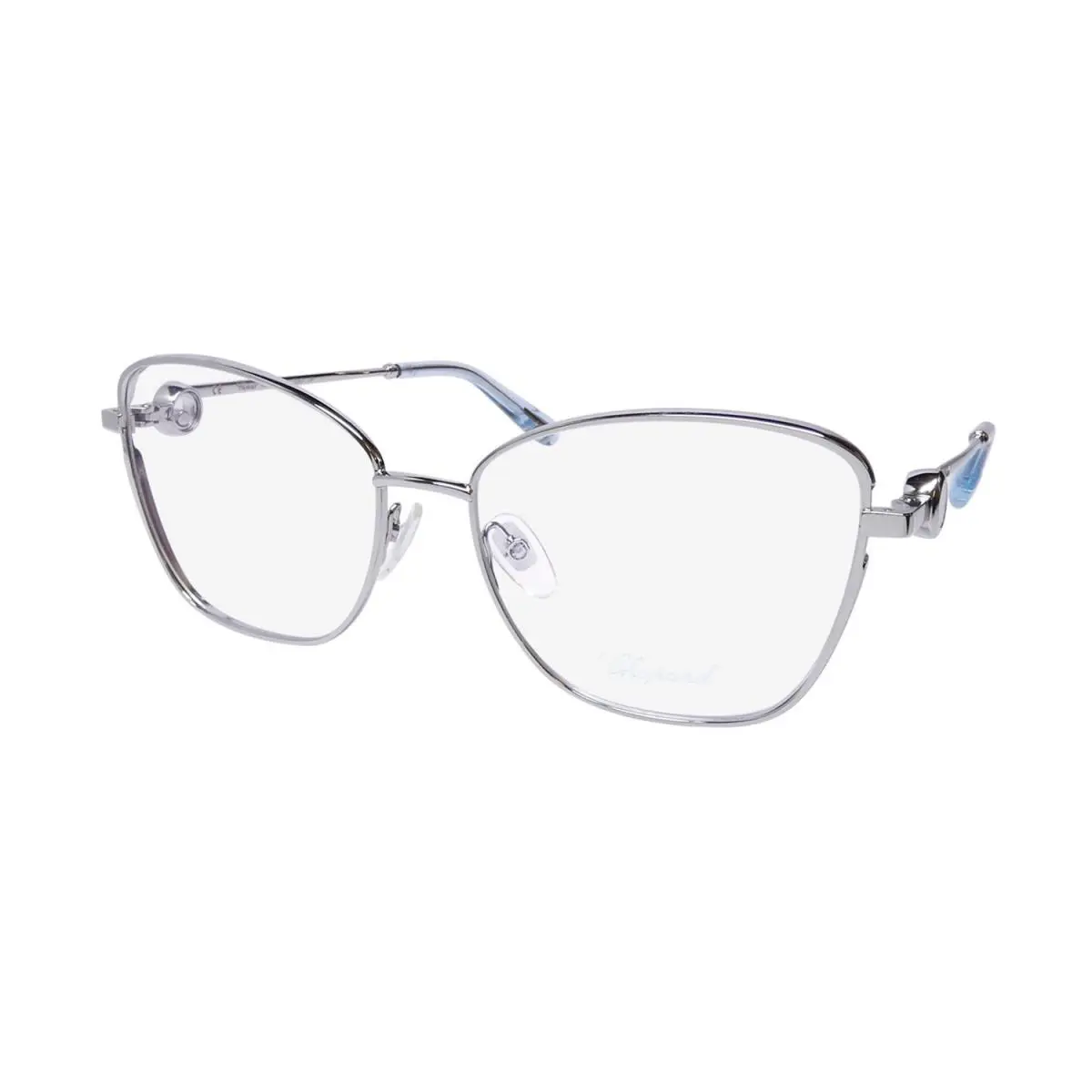 Chopard VCHF15S Glasses Metal Plastic Womens 0579 Italy 55-16-140 Cat Eye - Frame: Silver