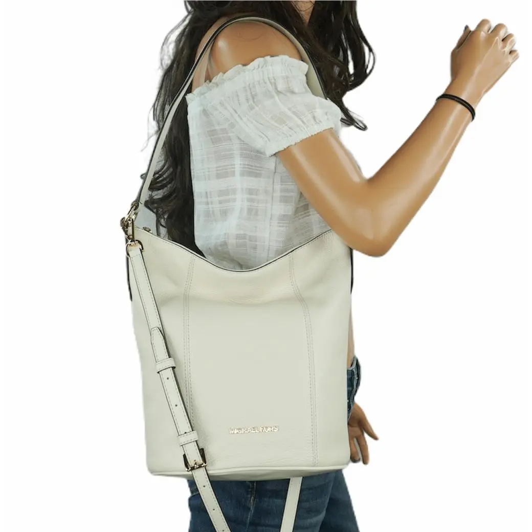 Michael Kors Brooke Bucket Messenger Bag Ivory Leather 35T0G0KM8L FS 1