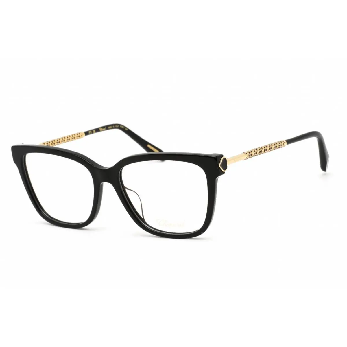 Chopard Women`s Eyeglasses Shiny Black and Gold Rectangular Plastic VCH333W 0700 - Frame: Shiny Black/Gold, Lens: Clear Demo