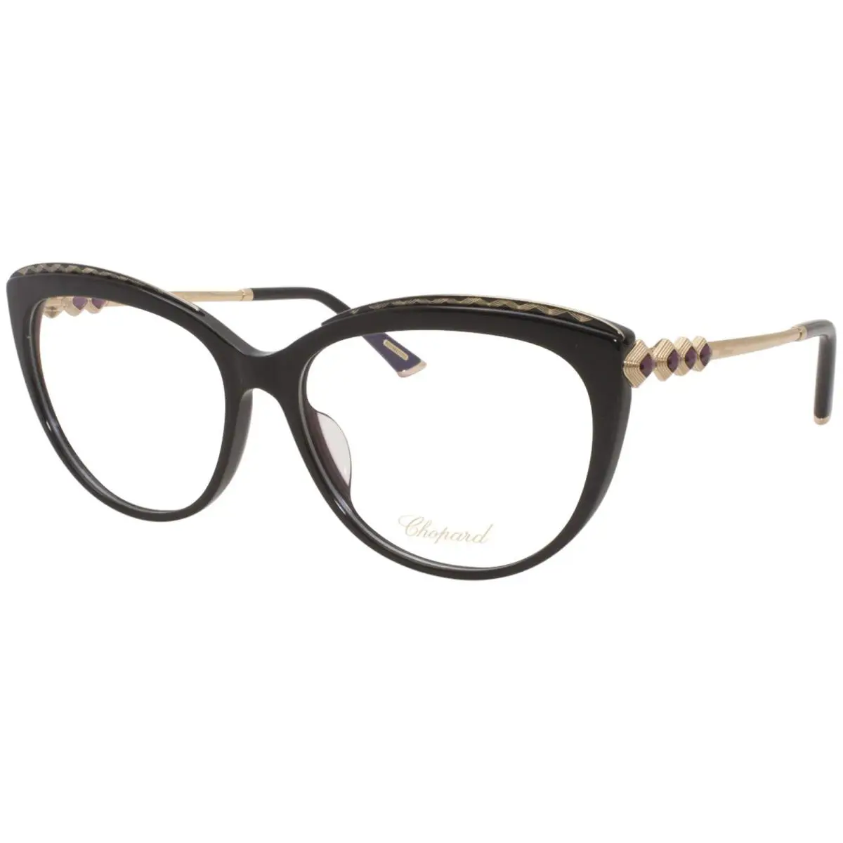 Chopard VCH276S 700Y Eyeglasses Women`s Black/gold 23KT Optical Frame 56mm - Frame: Black