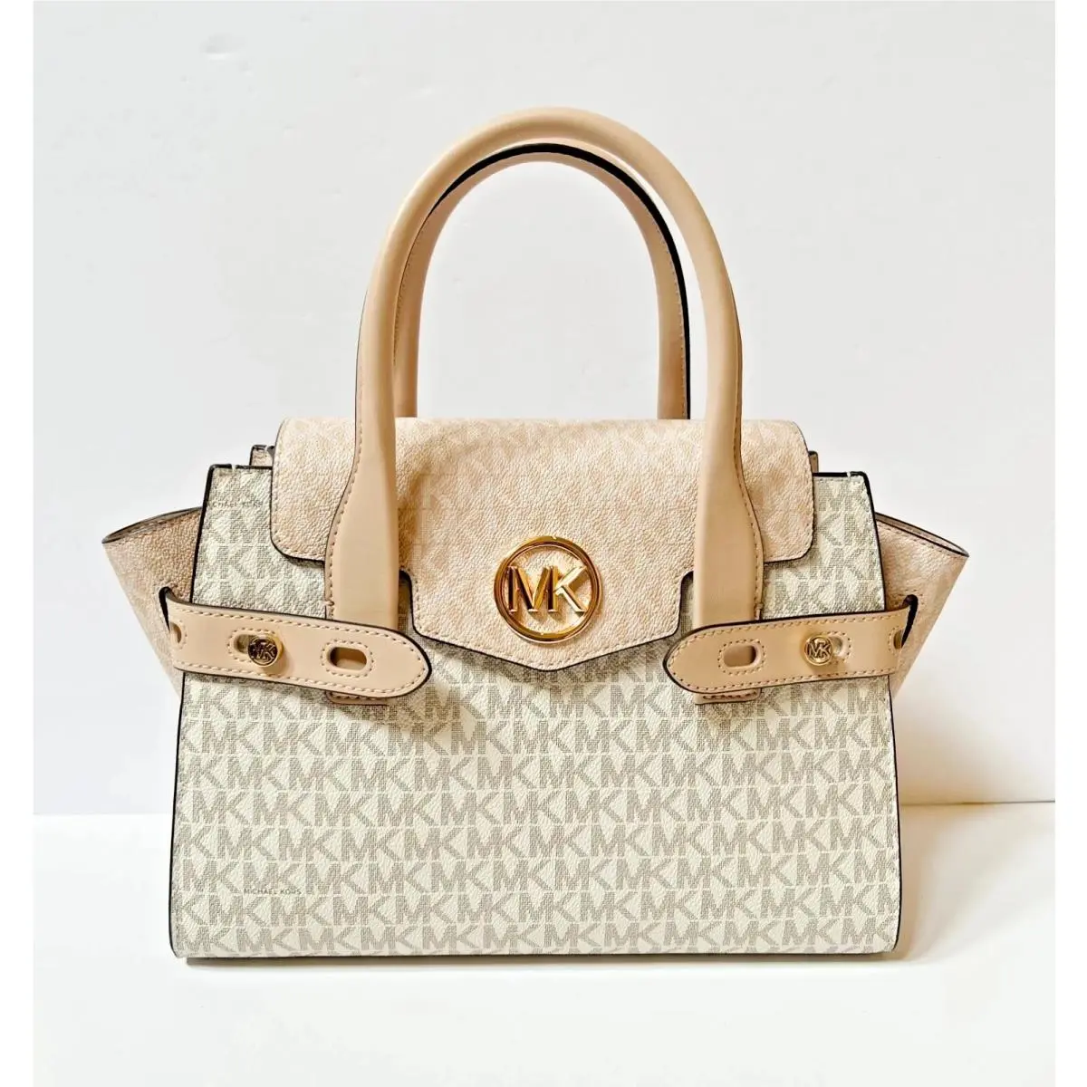 Carmen Medium Flap Signature Shoulder Bag Crossbody Buff Multi by Michael Kors