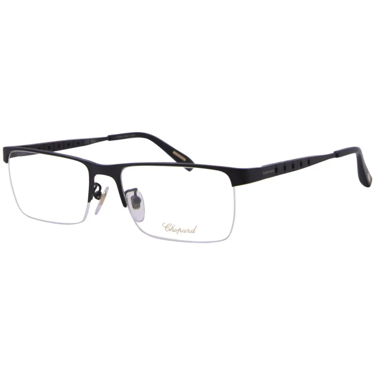 Chopard VCHA98M 531 Eyeglasses Frame Black Semi Rim Rectangle Shape 57mm