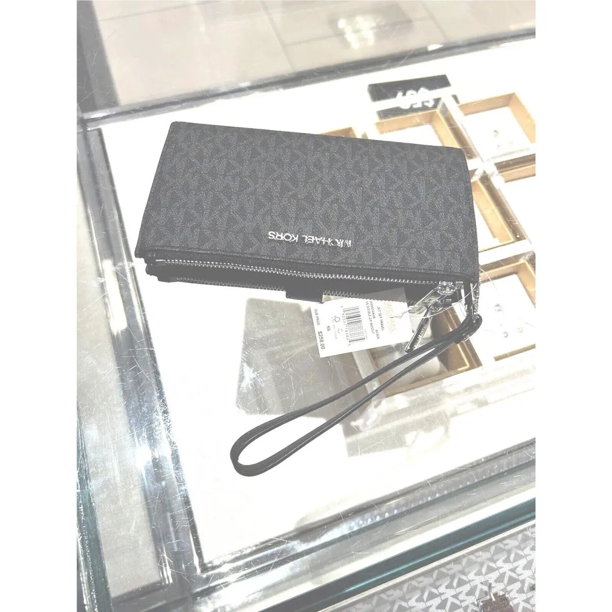 Michael Kors Jet Set Travel Large Double Zip Phone Wallet MK Black