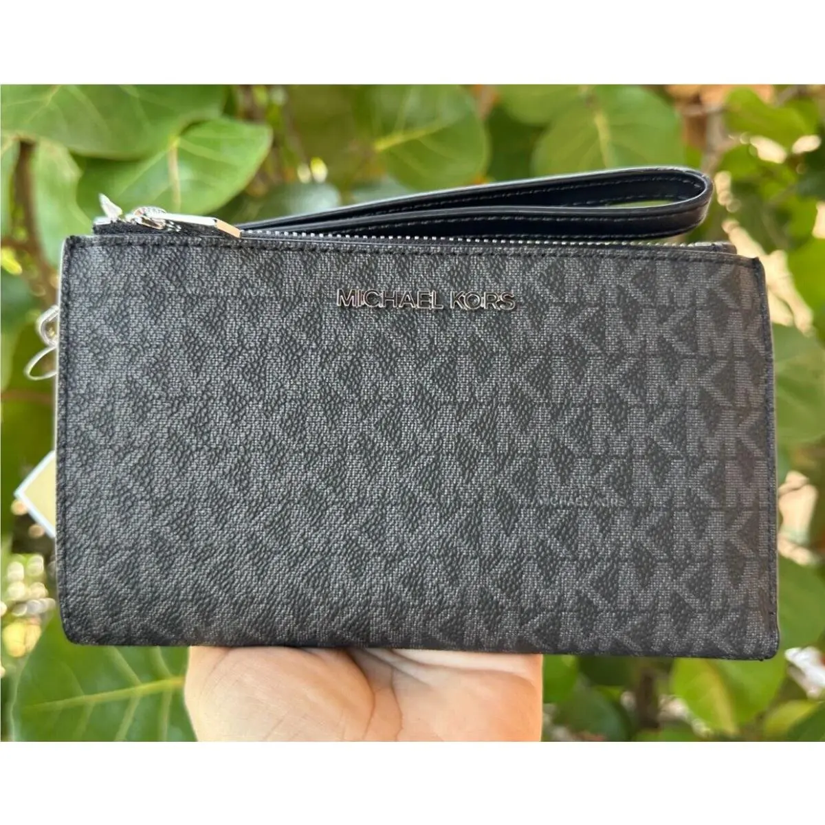 Michael Kors Jet Set Travel Large Double Zip Phone Wallet MK Black