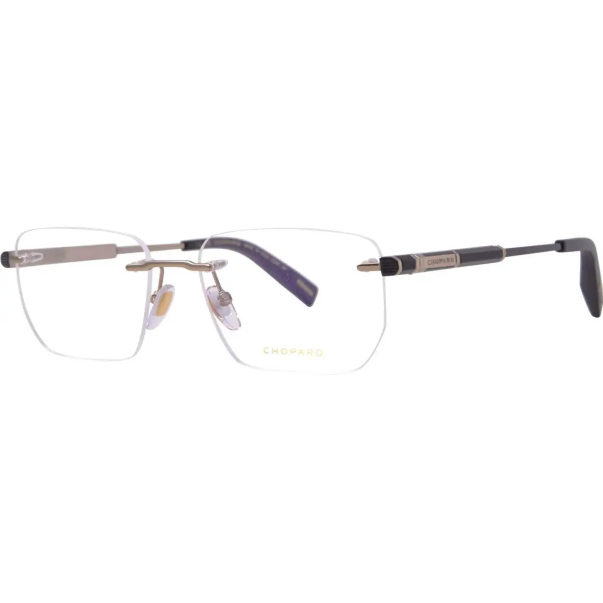 Chopard VCHG07 08FF Eyeglasses 23KT Gold Plated/grey Rimless Square Shape 56mm