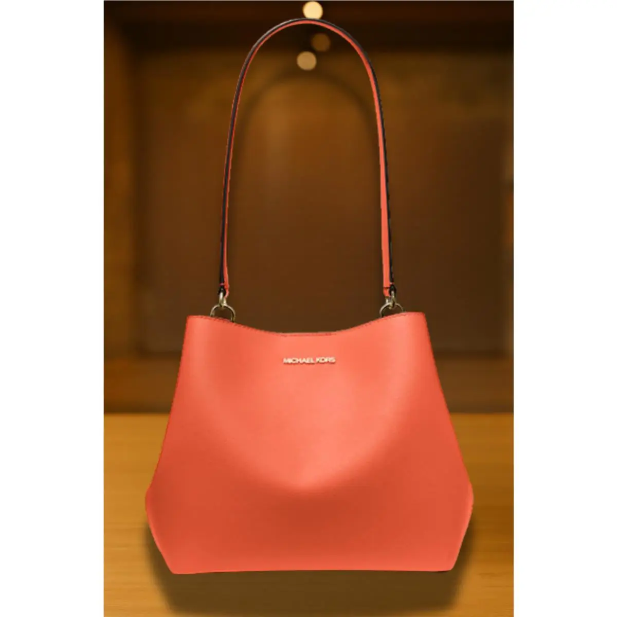 Women Pratt Medium Bucket Shoulder Handbag Red Clay Purse Bag Tote by Michael Kors