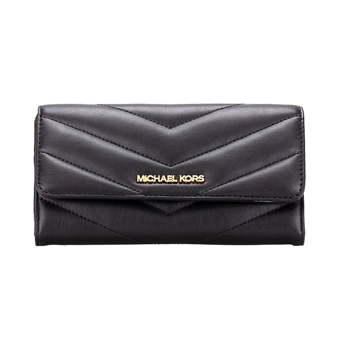 Michael Kors Women Large Trifold Leather Credit Card Holder Wallet Black