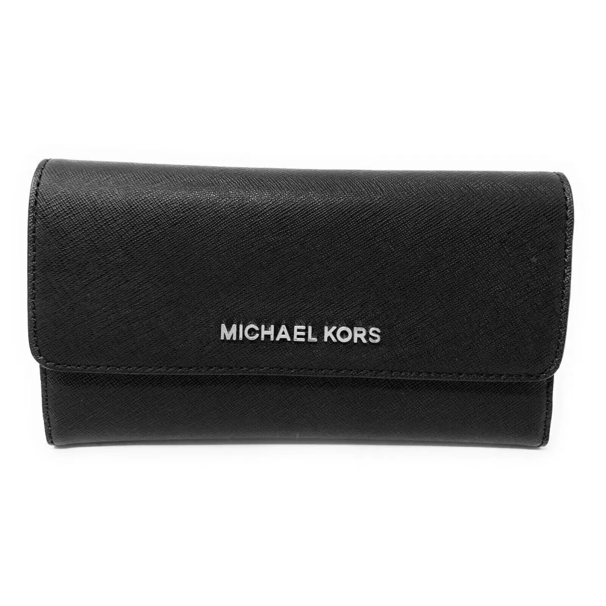 Michael Kors Jet Set Large Trifold Wallet Black Leather 35S8STVF7L FS Y