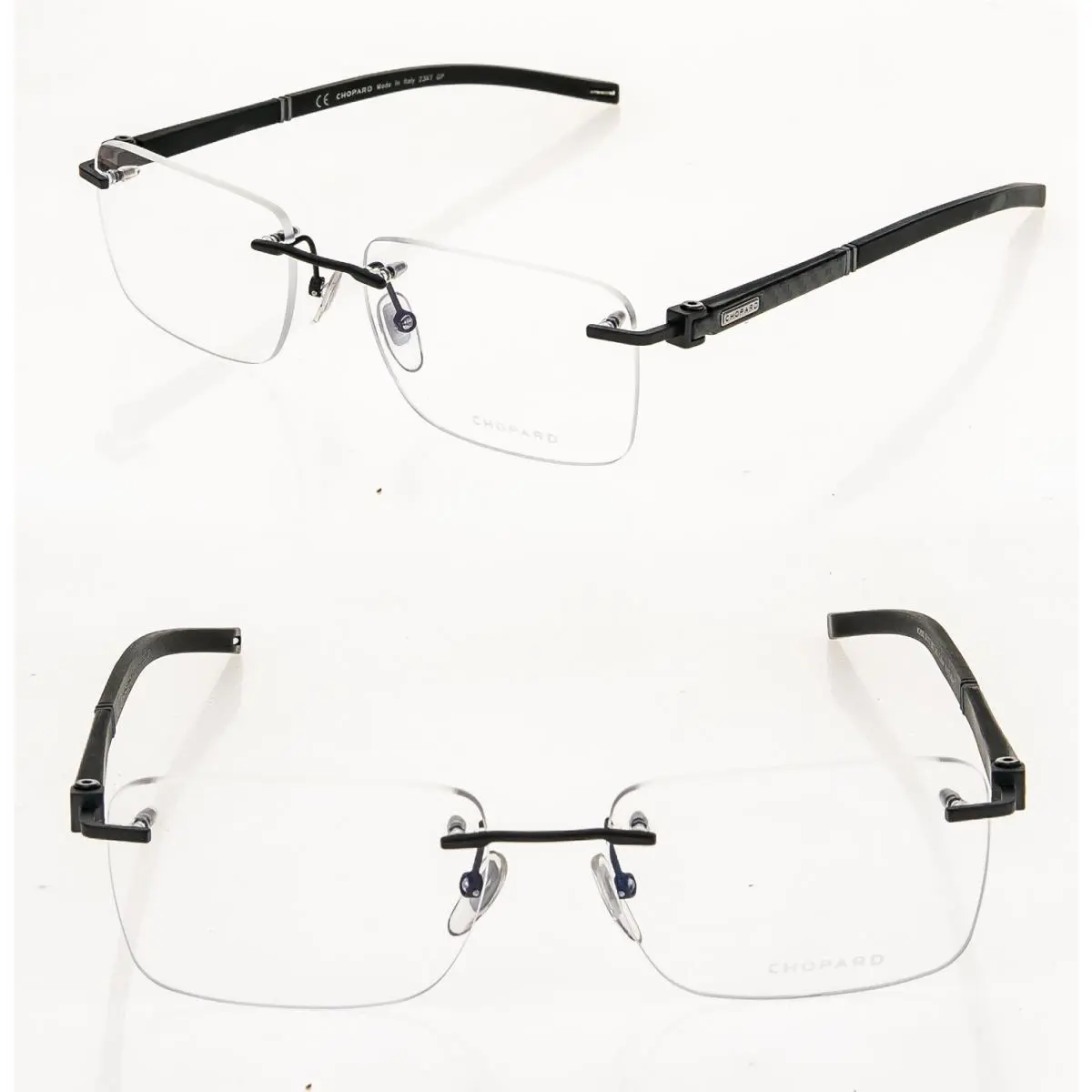 Chopard Black D88 23KT Gold Plated Carbon Fiber Rubber Rimless Optical VCHD88