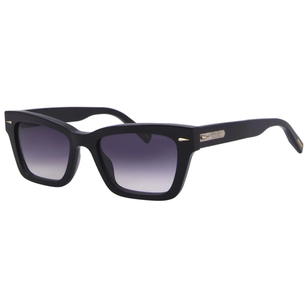 SCH338 0700 Sunglasses Men`s Black/gold/grey Gradient Square Shape 54mm by Chopard