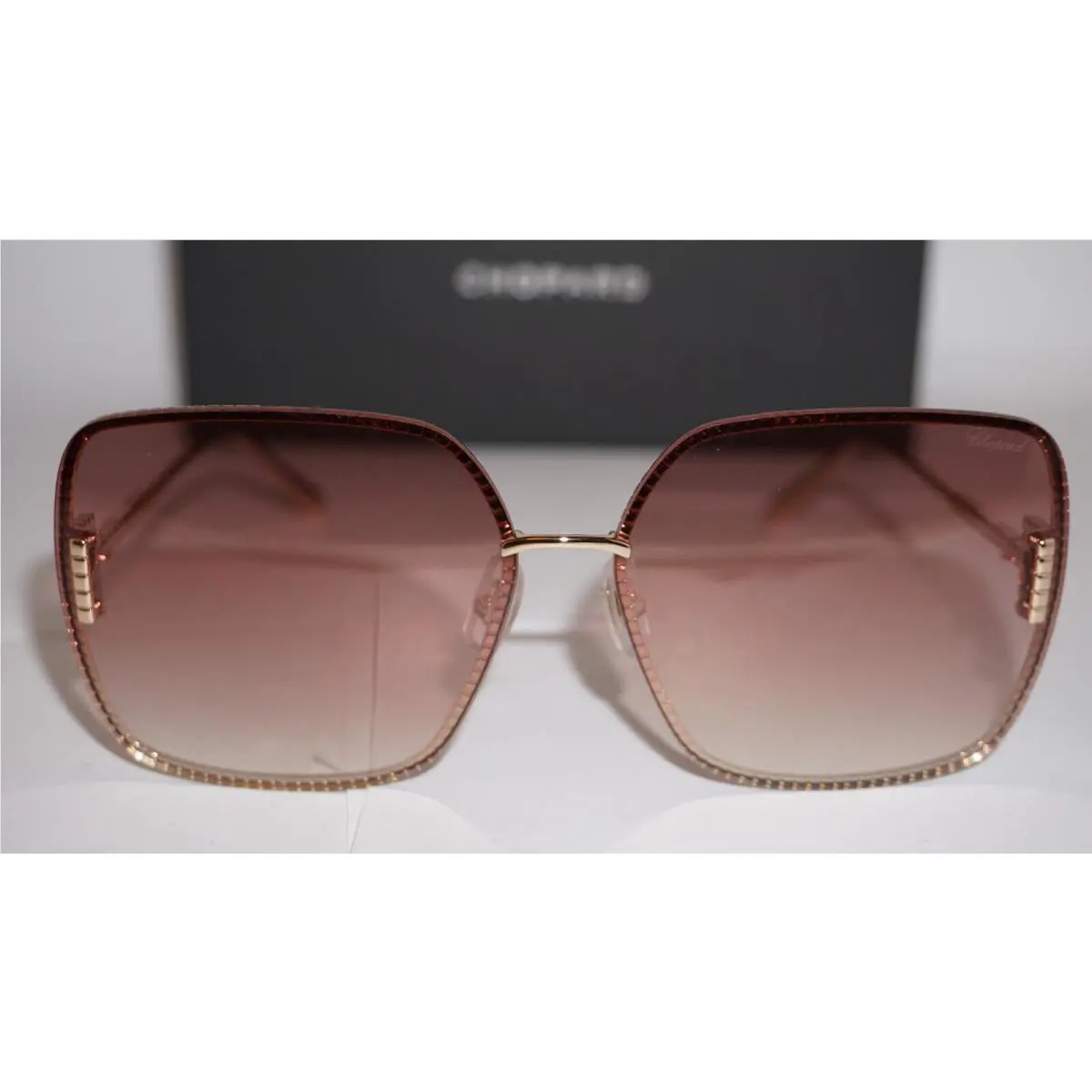 Chopard Sunglasses Rimless Large Square Gold Pink SCHF72M 300X 62 13 135