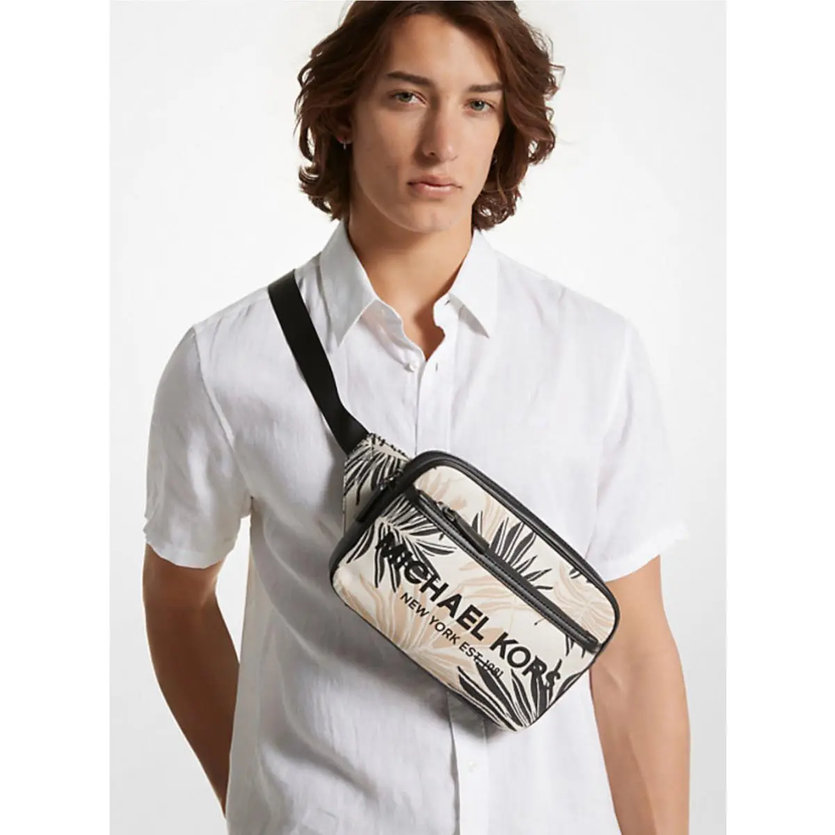 Michael Kors Cooper Slim Waistpack Sling Fanny Pack Crossbody Bag Palm Black