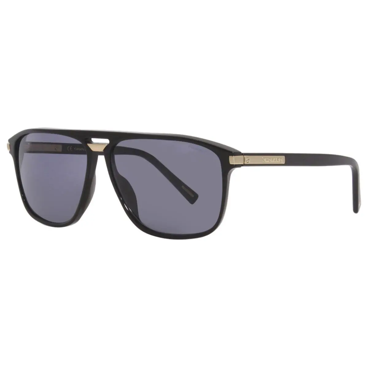 Chopard SCH293 0700 Sunglasses Men`s Black-gold/grey Lenses Pilot Shape 61mm