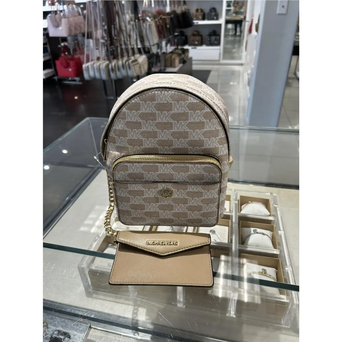 Michael Kors Womens XS Mini Travel School Shoulder Backpack Bag Satchel Camel