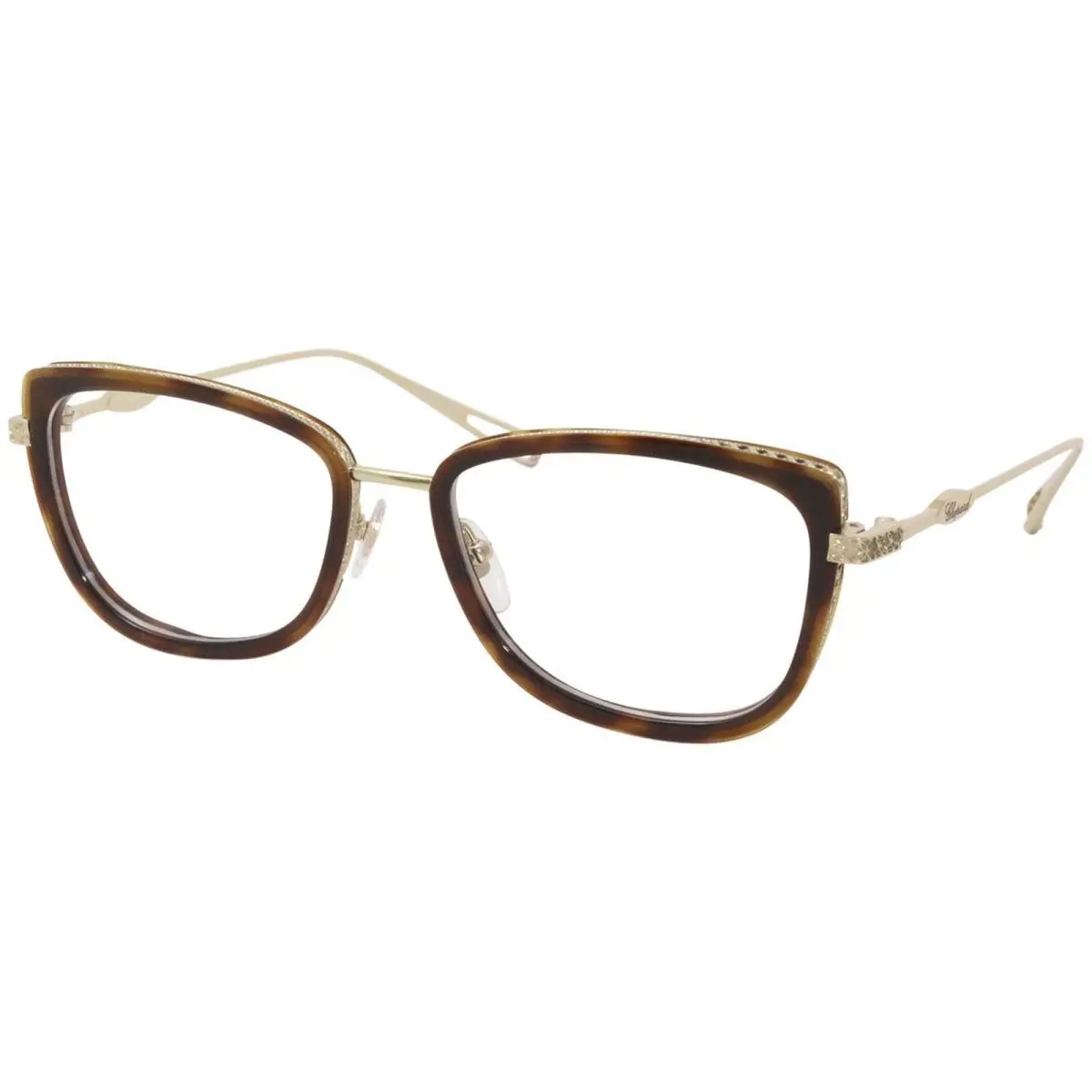 Chopard VCH256M Womens Cateye Eyeglasses Frame Auburn Brown Tortoise/gold 53mm - Frame: Brown