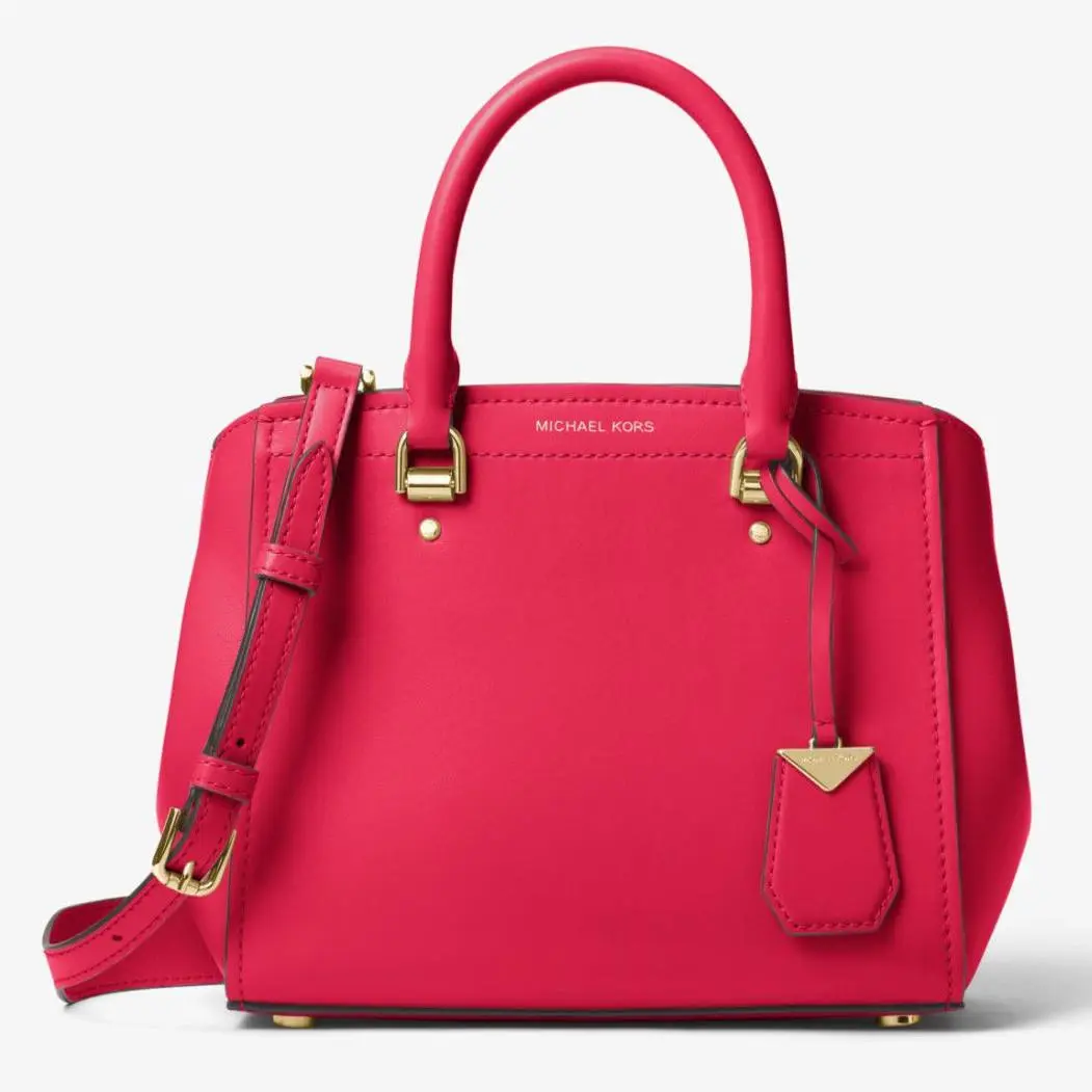 Michael Kors Benning Medium Leather Satchel Deep Pink Dust Bag Y