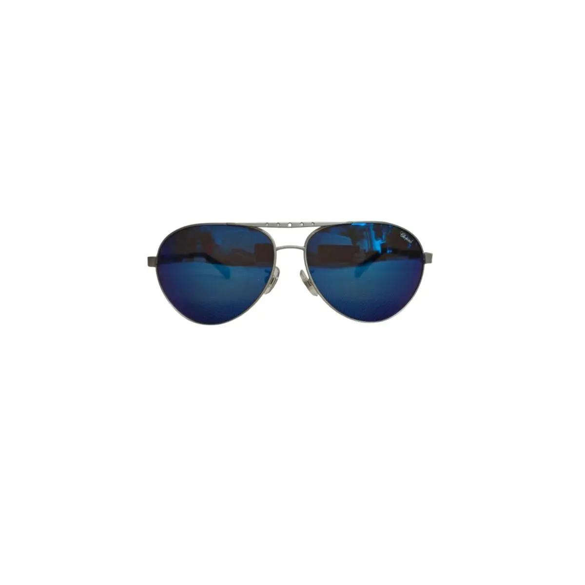 Aviator SCHB01M S80P Silver/blue Mirrored Polarized Lens Mens Sunglasses by Chopard