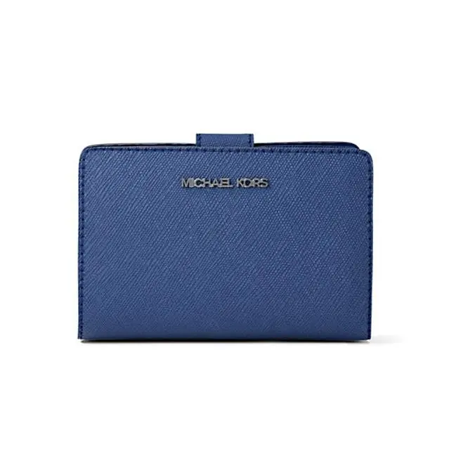Medium Crossgrain Leather Wallet Galaxy Blue by Michael Kors