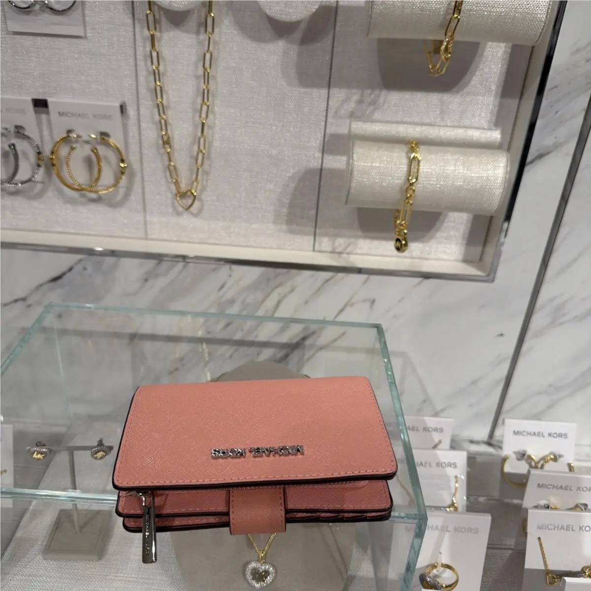 Michael Kors Jet Set Travel Medium Bifold Wallet Sunset Rose/silver