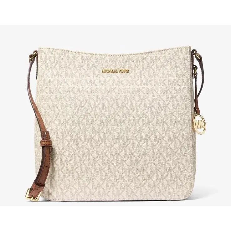 Michael Kors Signature Jet Set Large Vanilla Messenger Crossbody Bag