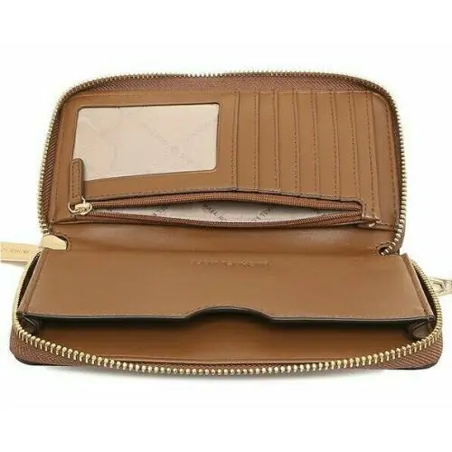 Michael Kors Jet Set Travel Phone Case Wallet Wristlet Brown Leather Luggage