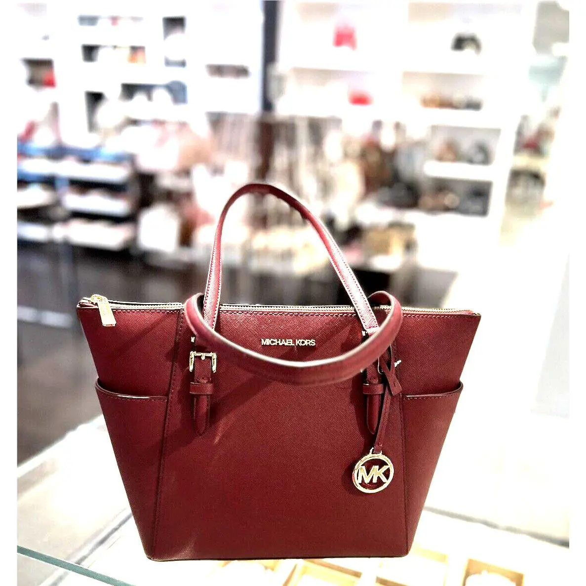 Michael Kors Charlotte Women Lady Large Leather Tote Shoulder Bag Handbag Purse