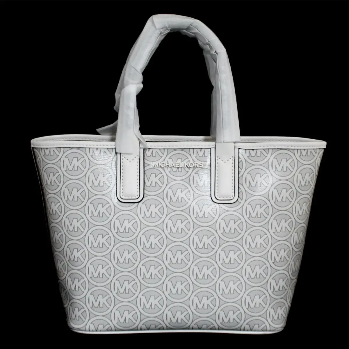 Michael Kors Jodie Small Signature Tote Optic White Jacquard Pvc 35H1T2JT1C