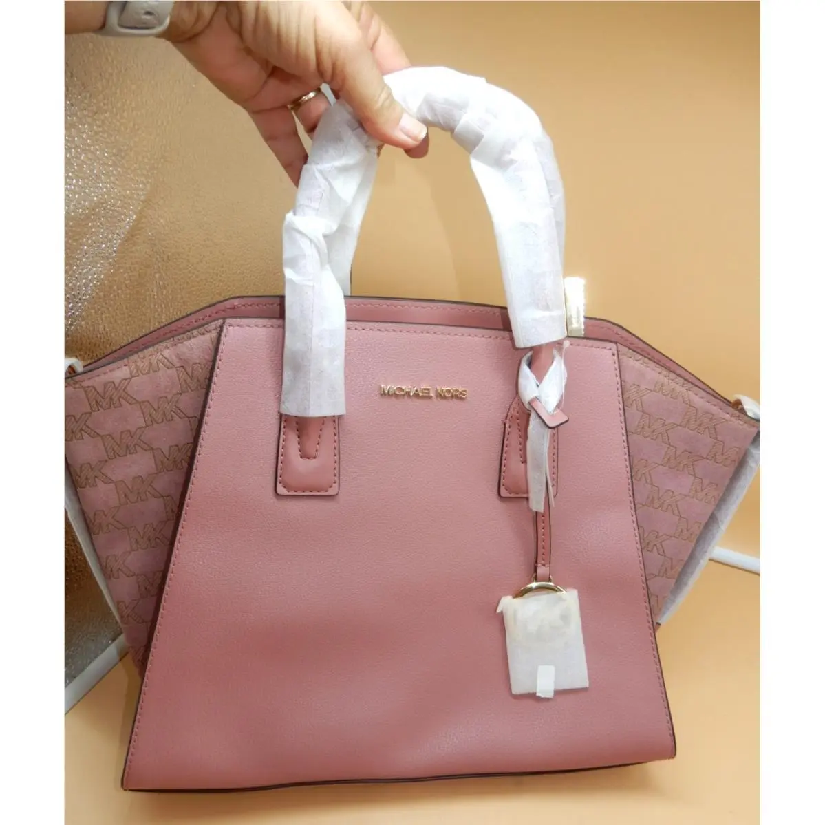 Michael Kors Avril LG Leather Tote Shoulder Bag Handbag Satchel Rose