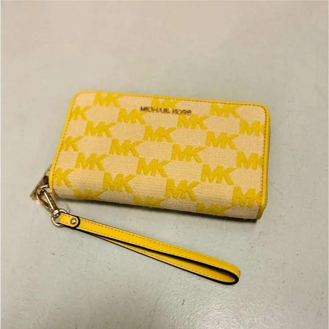 Michael Kors Large Flat Phone Case Zip Around Wristlets Wallet - Golden Yellow