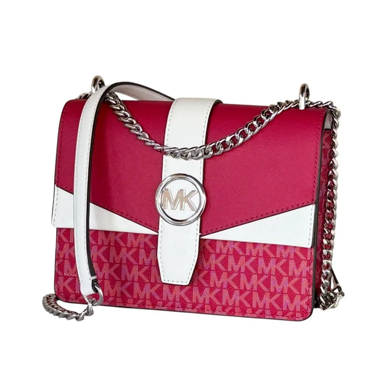 Michael Kors Greenwich SM Convertible Shoulder Flap Bag MK Dark Raspberry Multi