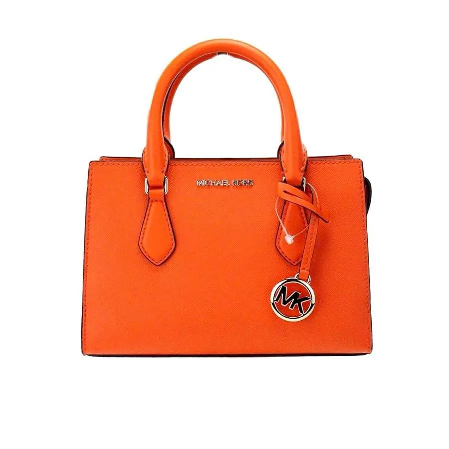 Michael Kors Sheila Small Center Zip Satchel Poppy Orange Vegan Leather - Handle/Strap: Poppy, Hardware: Gold, WalmartInterior: Orange