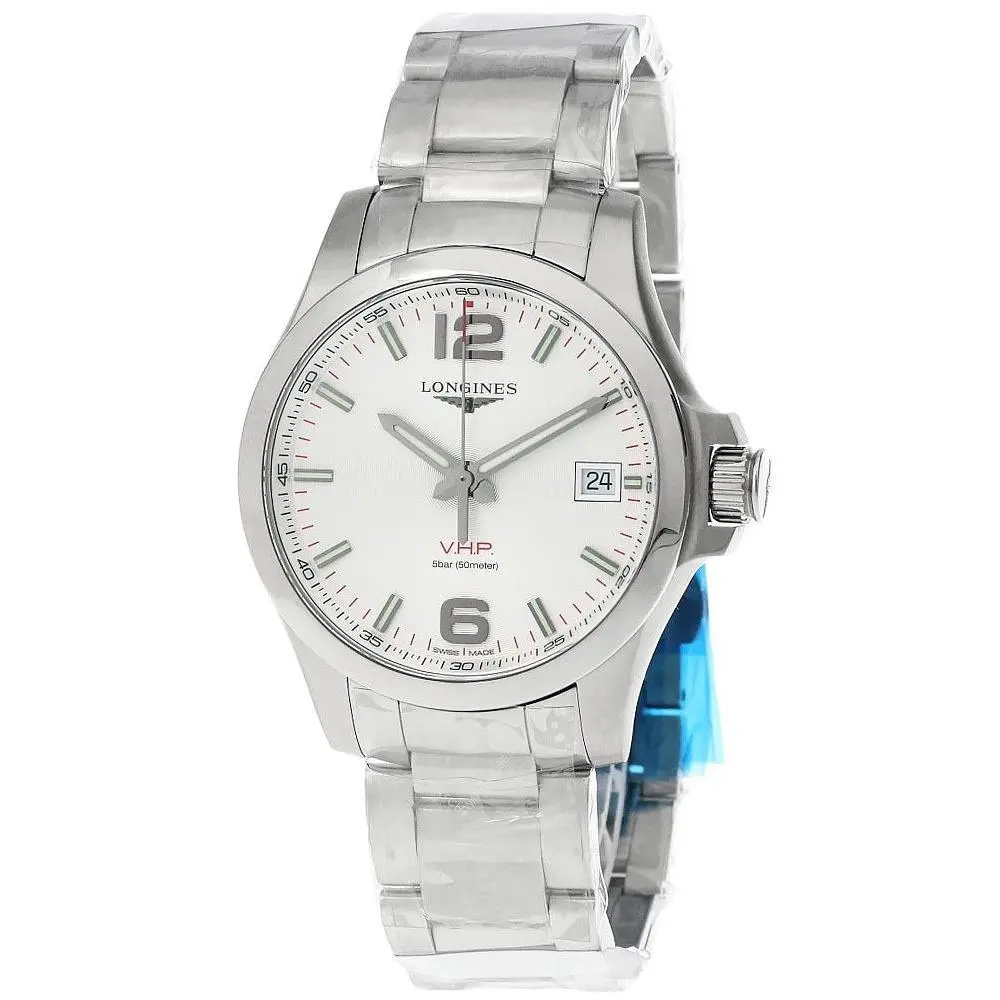 Longines Conquest V.h.p. 41 Silver Dial Men`s Bracelet Watch L3.716.4.76.6