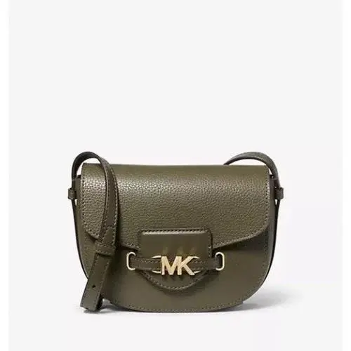 Michael Kors Reed Small Logo and Leather Crossbody In Olive Green