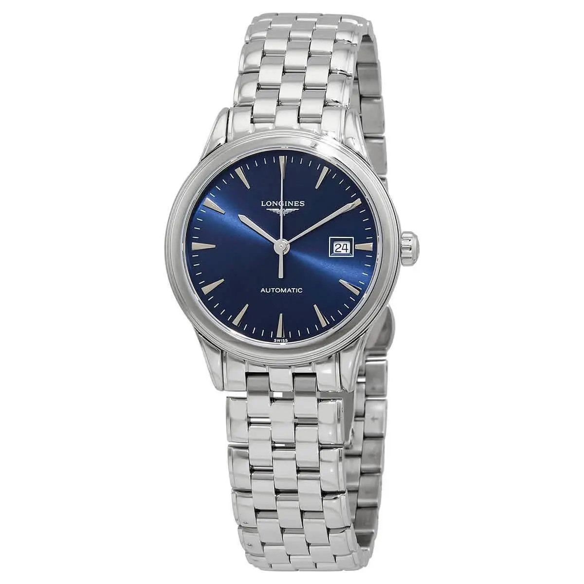 Longines Flagship Automatic Blue Dial Ladies Watch L4.374.4.92.6 - Dial: Blue, Band: Silver, Bezel: Silver