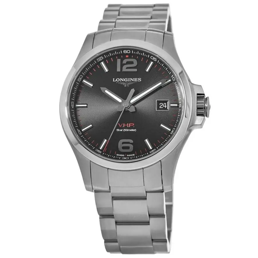 Longines Conquest V.h.p. Black Dial Steel Men`s Watch L3.726.4.56.6 - Face: Black, Dial: Black, Band: Silver