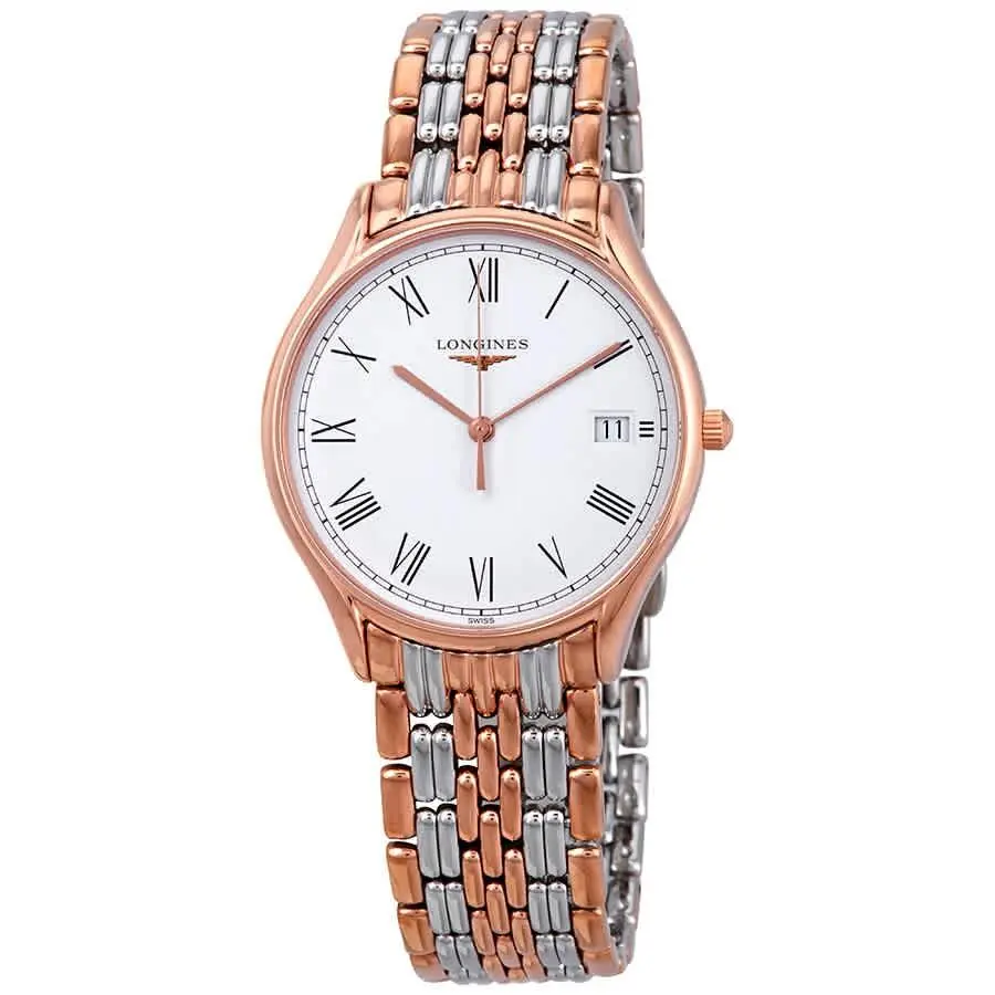 Longines Lyre White Dial Ladies Two Tone Watch L4.759.1.11.7 - Dial: White, Band: Silver, Pink, Bezel: Pink